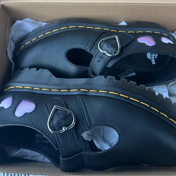 Dr. Martens Black Polley Heart Shoes - Picture 2 of 4